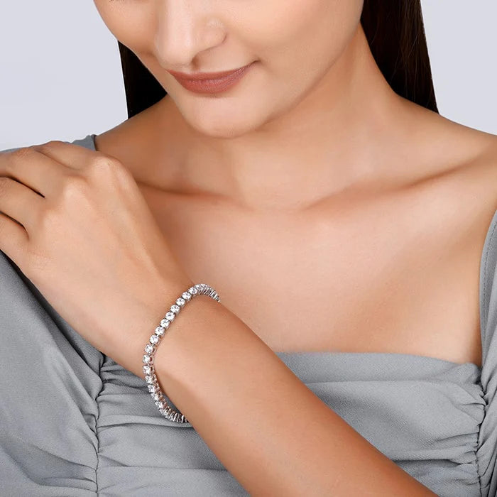 Silver Sparkly Elegant Tennis Bracelet
