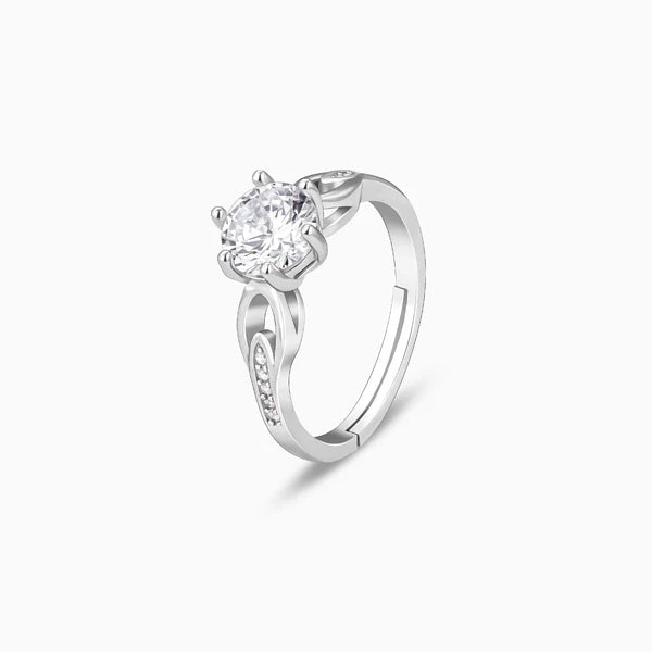 Silver Zircon Sparkling Loop Ring