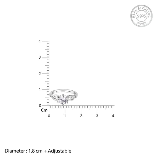 Silver Zircon Sparkling Loop Ring