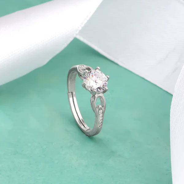 Silver Zircon Sparkling Loop Ring